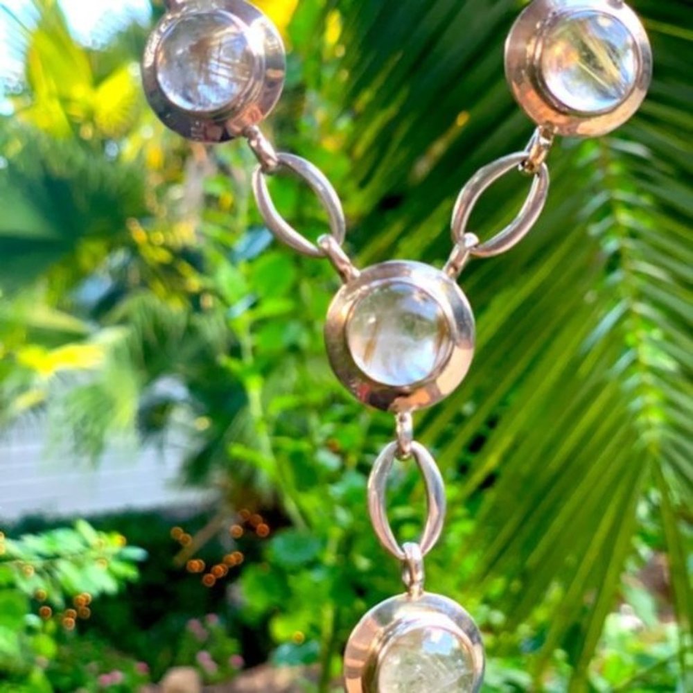 Silver Necklace w/ Rutilated Quartz